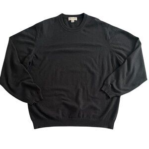 John W Nordstrom 100% Cashmere Sweater Mens L Black Y2K Crewneck Jumper Pullover